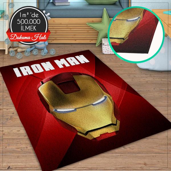 Veronya Iron Man Desen Dokuma Halı Kalın Çocuk Odası Halısı