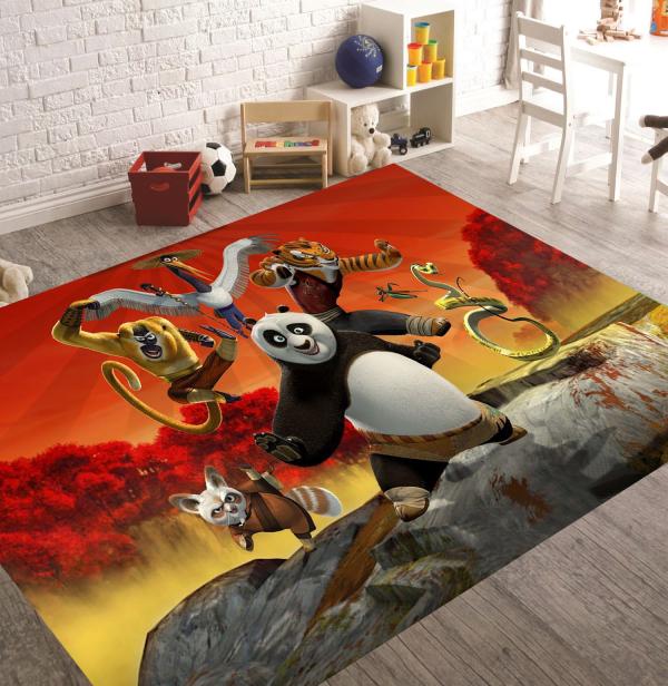 Veronya Kung Fu Panda4 Desen Kaymaz Taban Çocuk Odası Halısı