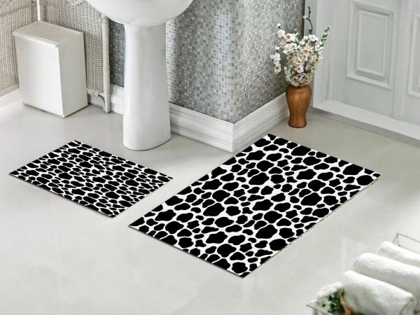 Herms Siyah ve Beyaz Desenli Banyo Klozet Takımı 60x100 60x50