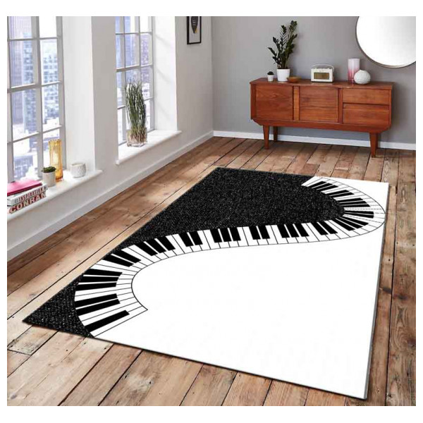 Veronya Piyano Desenli Kaymaz Taban Modern Halı